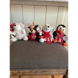 COCA-COLA Plush Bean Bag Lot with Coke Bottles Christmas Holiday all 1998  NWT